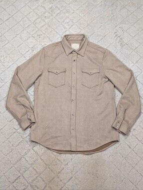 Rye 51 Shirt Mens 46 XXL Beige Wyatt Western Microsuede Light Snap Up Jacket